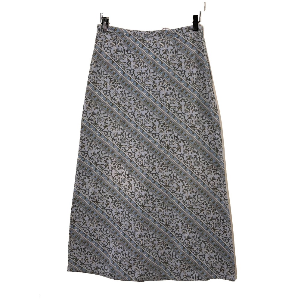 Vintage Old Navy Maxi Skirt Size 6 Blue Floral Paisley Flare Peasant Boho
